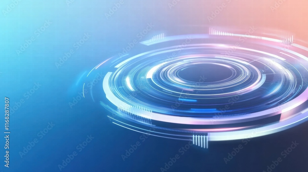 Fototapete Abstract digital background with circular light patterns and gradients.