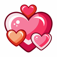 Colorful Hearts and Happy Valentines Day! Design line art icon sign silhouette vector illustration on white background