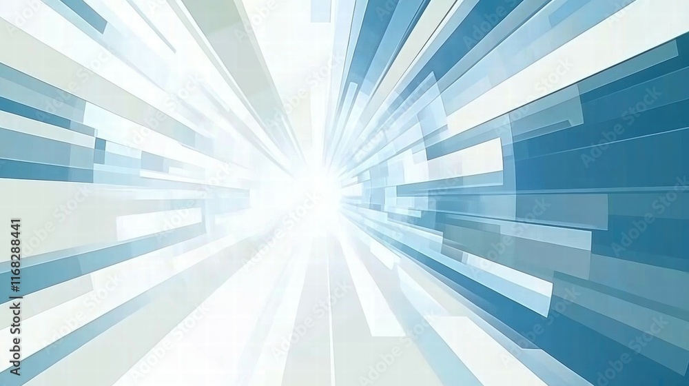 Poster Abstract design featuring dynamic blue lines converging towards a bright center.