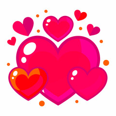 Colorful Hearts and Happy Valentines Day! Design line art icon sign silhouette vector illustration on white background