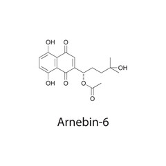 Arnebin-6 skeletal structure diagram.Naphthoquinone compound molecule scientific illustration.