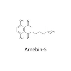 Arnebin-5 skeletal structure diagram.Naphthoquinone compound molecule scientific illustration.