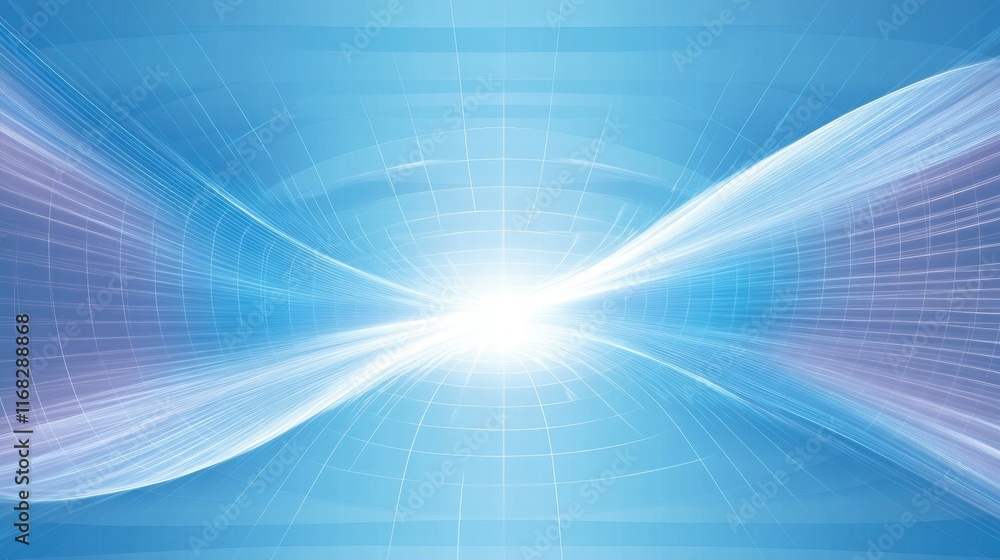 Poster Abstract blue background with light rays and smooth curves, conveying a sense of motion.