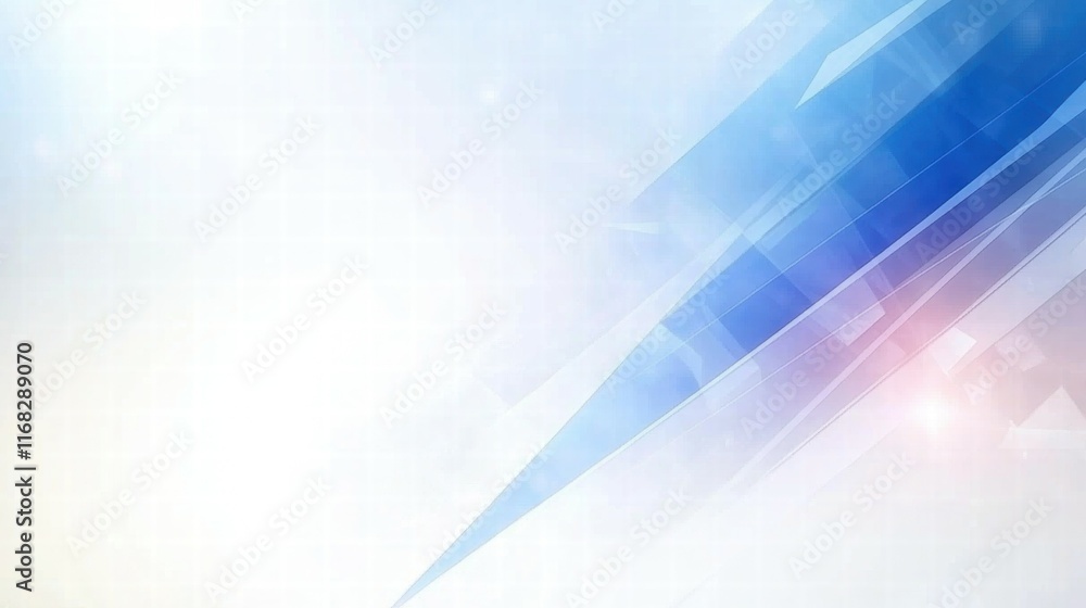 Leinwandbilder Abstract blue and white geometric background with sharp lines and soft gradients.