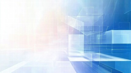 Fototapeta premium Abstract blue and white geometric background with light effects for digital design.