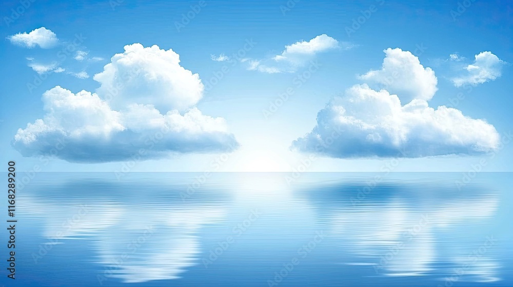 Poster a peaceful blue sky with a few soft clouds floating by, creating a tranquil and calm backdrop perfec