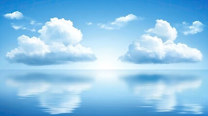 Obraz premium A peaceful blue sky with a few soft clouds floating by, creating a tranquil and calm backdrop perfect for adding text or design elements.