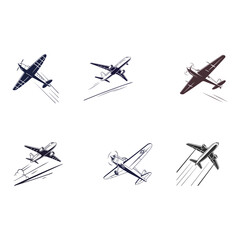 Airplane Flying silhouette flat vector