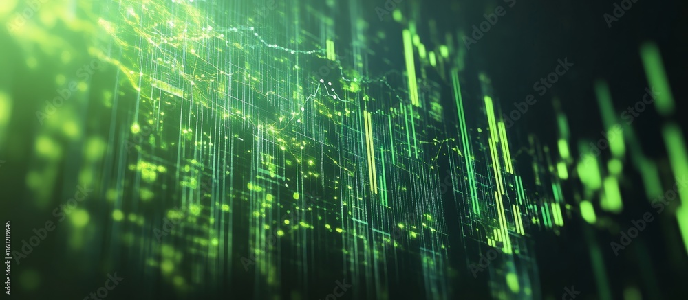 Aufkleber Abstract green digital data stream background.