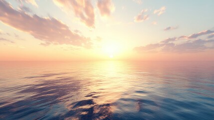 Obraz premium A serene sky at dawn, with soft golden and pink hues illuminating the horizon, offering a calm and inviting background with ample space.
