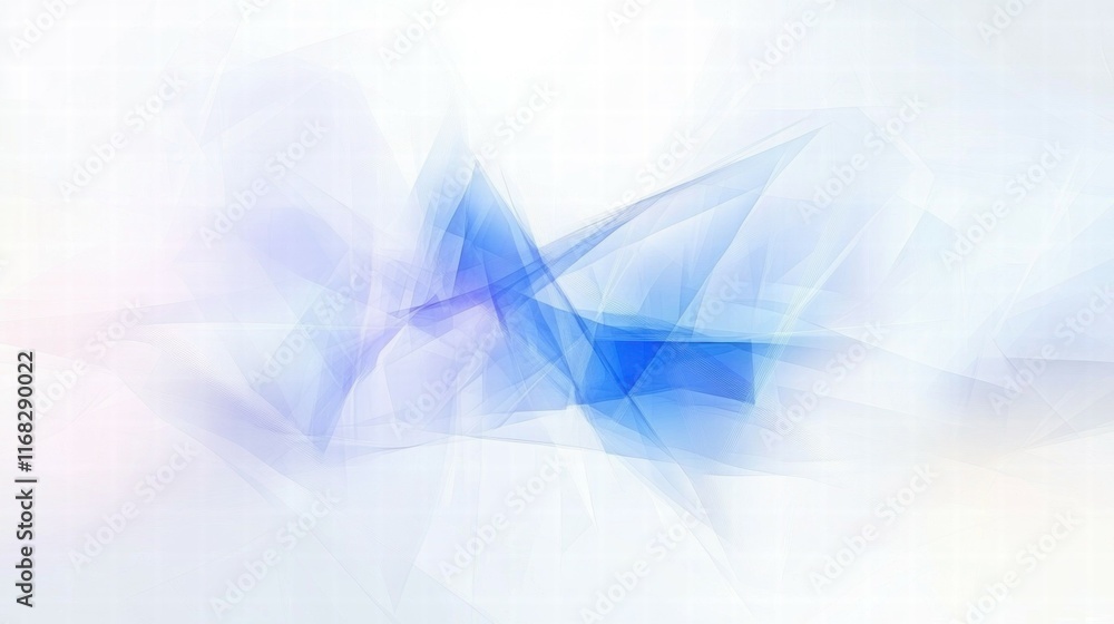 Poster abstract blue and white geometric shapes creating a soft, ethereal background.