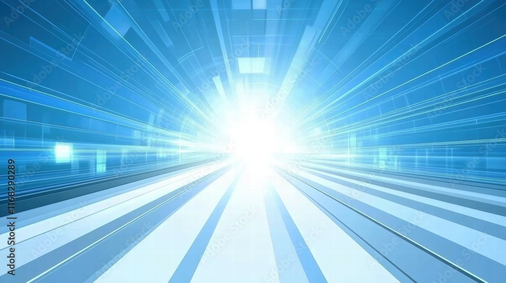 Poster A futuristic burst of light and lines, suggesting speed and technology.