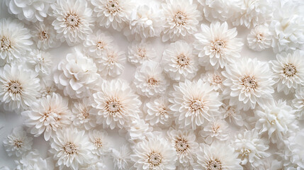 Delicate white aster flowers in full bloom creating a serene and elegant wallpaper background symbolizing purity innocence and renewal showcasing the beauty of nature in a minimalist style

