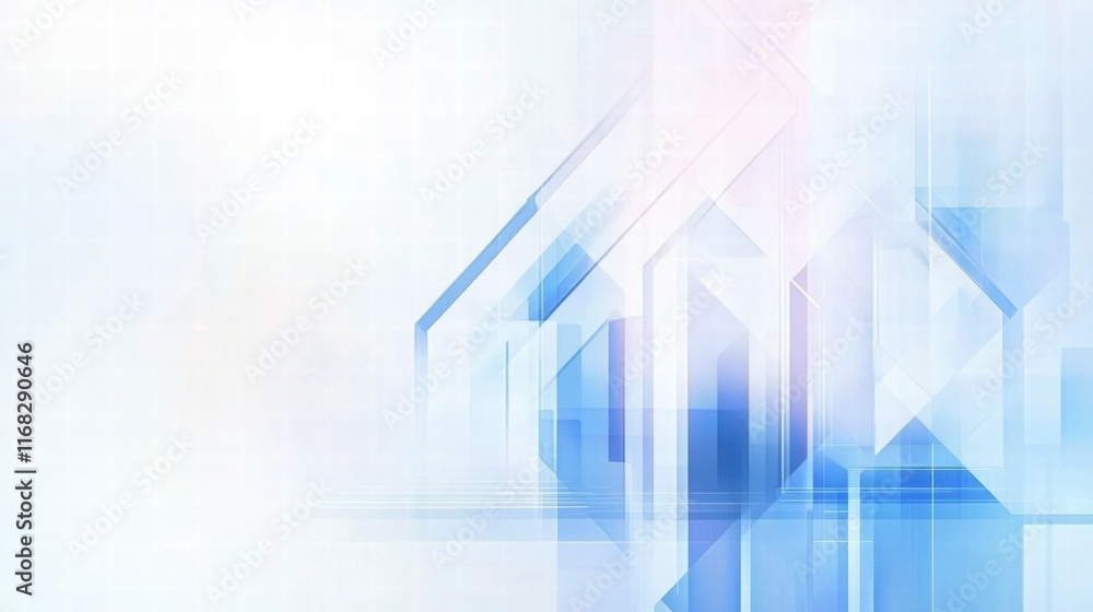Poster Abstract blue geometric background with soft gradients and shapes.