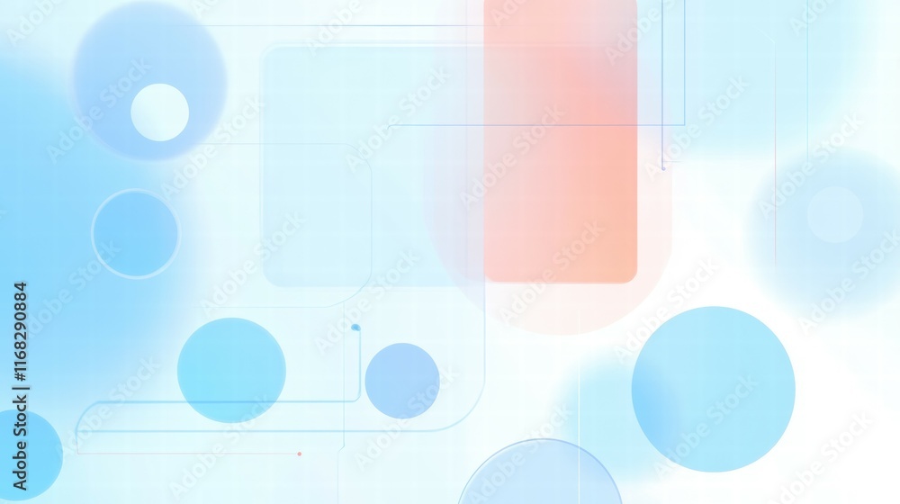 Poster abstract design featuring soft colors, circles, and shapes, suitable for digital backgrounds.