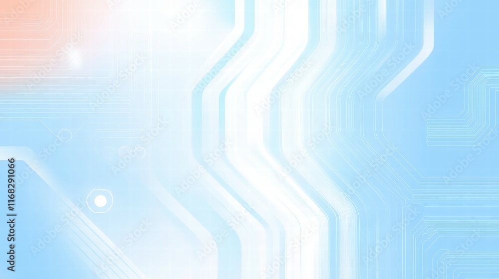 Poster Abstract digital background with soft blue tones and flowing lines, ideal for tech themes.