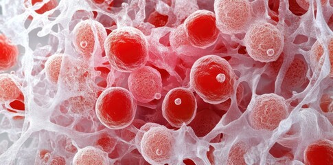Close-up view of a microscope revealing vibrant and healthy cell structures under magnification.