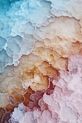 Fototapeta premium Drone view of an expansive salt flat with vivid mineral deposits 
