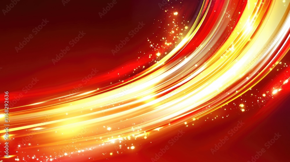 Aufkleber dynamic glowing lines flowing like ai-powered signals in shades of red and yellow.