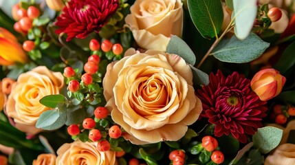 Close-up of a beautiful bouquet of flowers with soft lighting for a floral or gifting brand ad