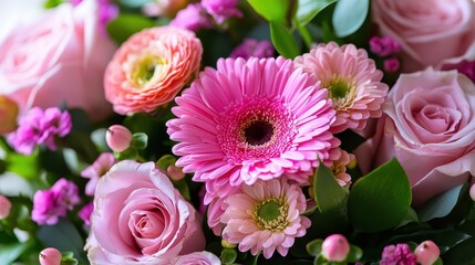 383. Close-up of a beautiful bouquet of flowers with soft lighting for a floral or gifting brand ad