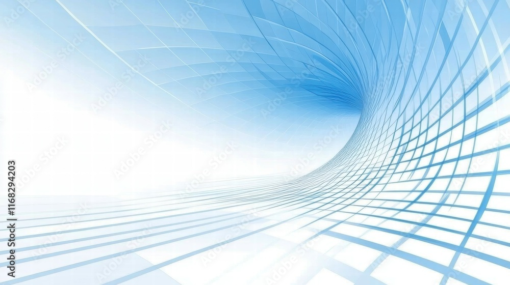 Poster Abstract blue wave design with grid pattern, conveying motion and modernity.