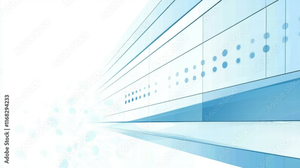 Poster abstract design with blue tones and lines, suggesting modernity and technology.