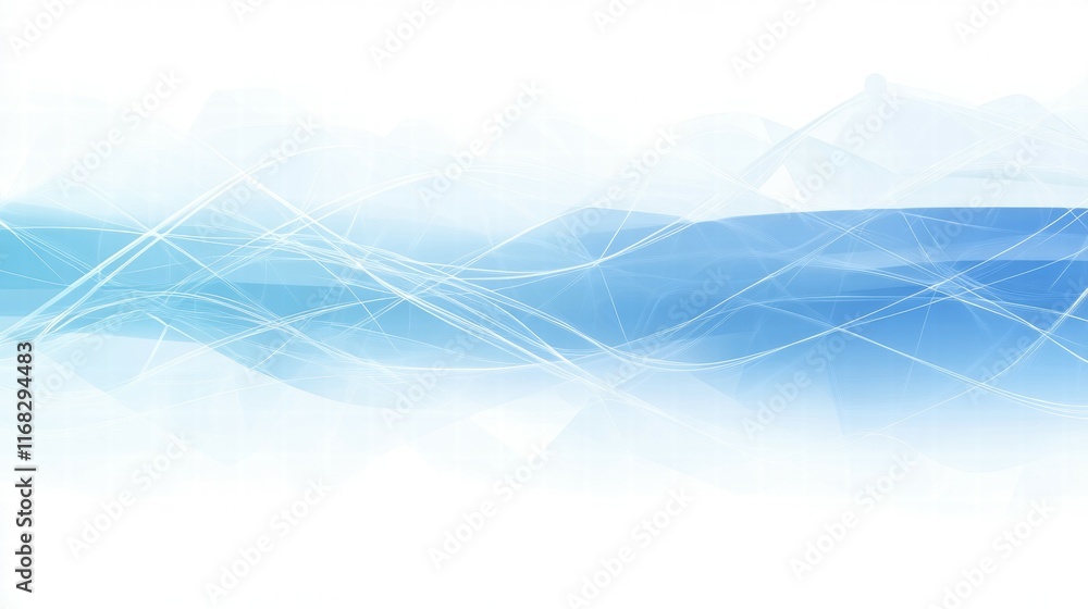 Poster Abstract blue wave design with soft gradients and lines for backgrounds or graphics.