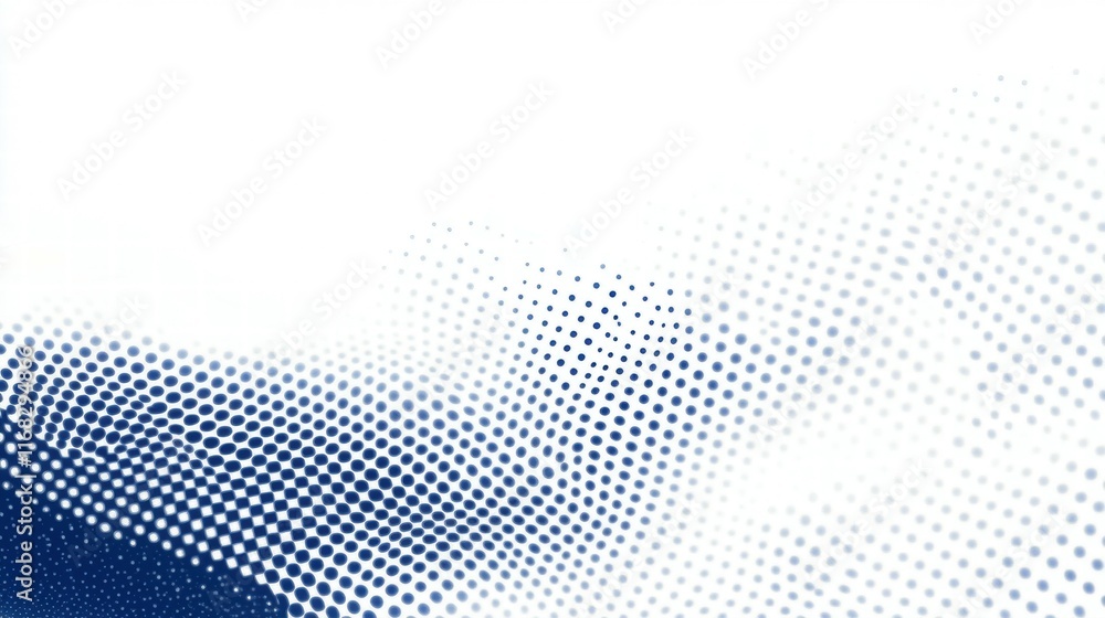 Poster abstract dotted pattern in gradient from dark blue to white.