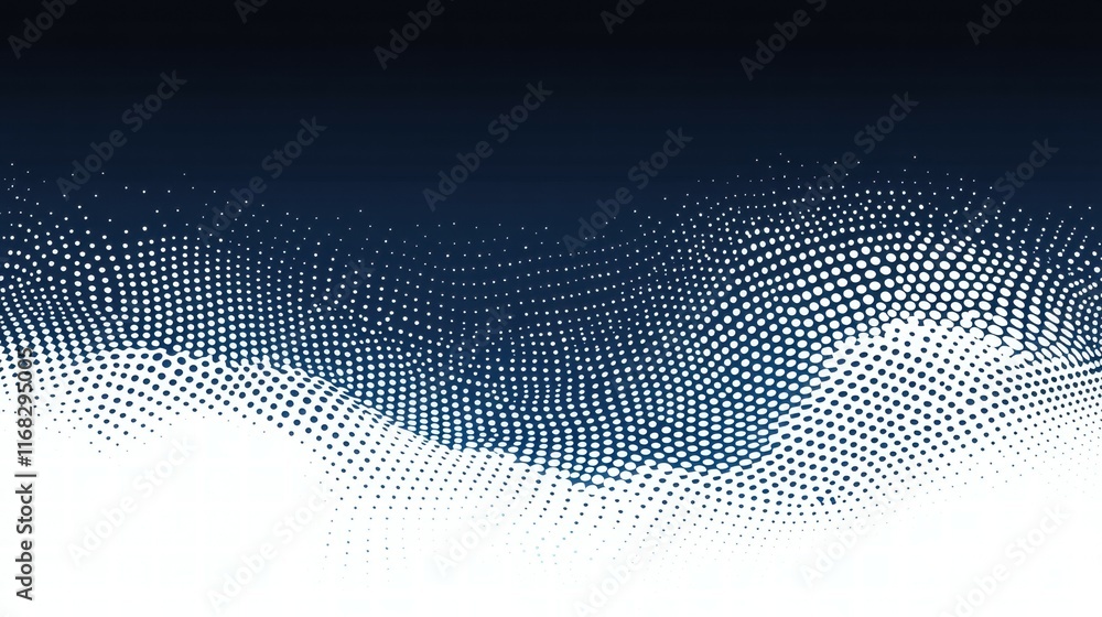 Poster Abstract wave pattern with dots, transitioning from dark to light.