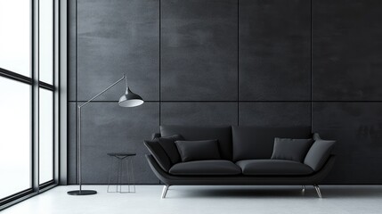Matte black background with faint gray textures for a sleek, contemporary style.