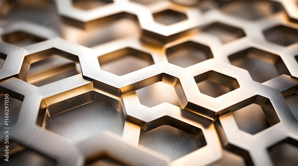 Poster abstract metallic hexagon pattern design