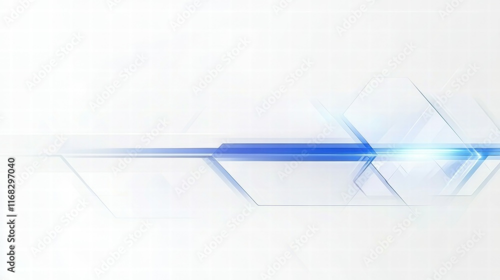 Poster abstract graphic design with geometric shapes and a blue accent on a light background.