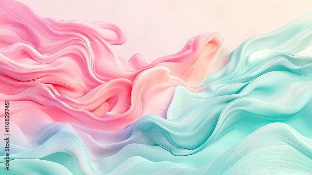 Poster soft pastel gradient background with a smooth transition from light pink to mint green, creating a s