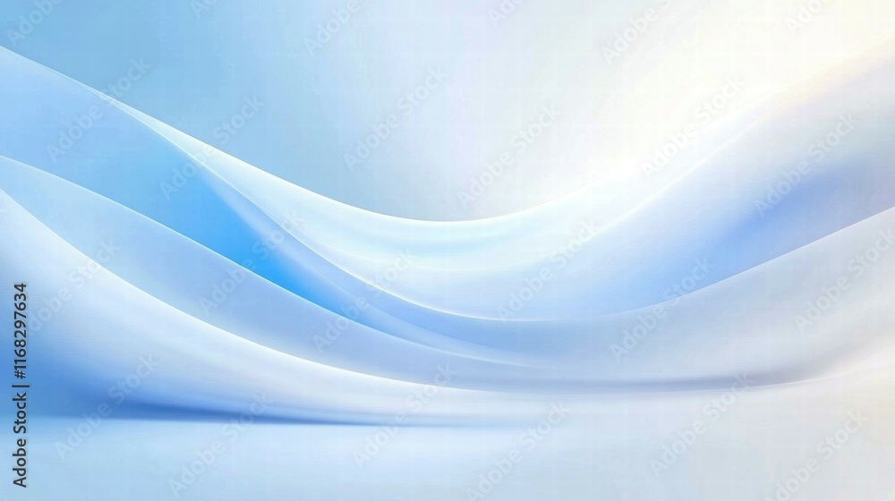 Aufkleber A serene abstract background with flowing curves in soft blue and white tones.