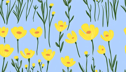 Yellow Flower Meadow Illustration
