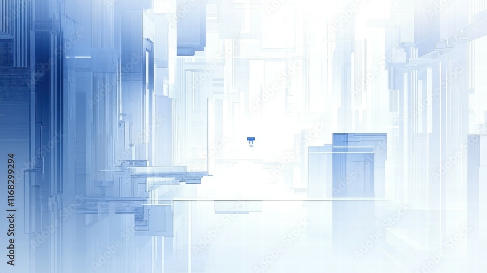 Aufkleber abstract digital landscape with geometric shapes and a cool color palette.