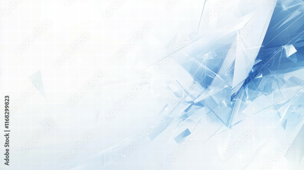 Fototapete abstract blue and white graphic design with sharp, angular shapes and a light background.