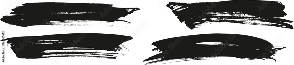 Wall mural Splash vector paint brush stroke, ink splatter and artistic design elements, black paint, ink brush strokes - Vector illustration, isolated on white background