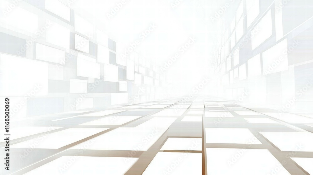 Poster A bright, abstract digital space with a grid-like pattern fading into the distance.