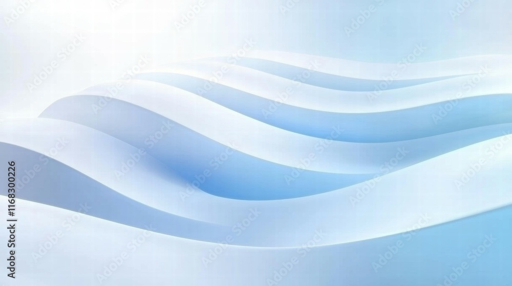 Poster Abstract waves in soft blue tones create a serene and calming visual effect.