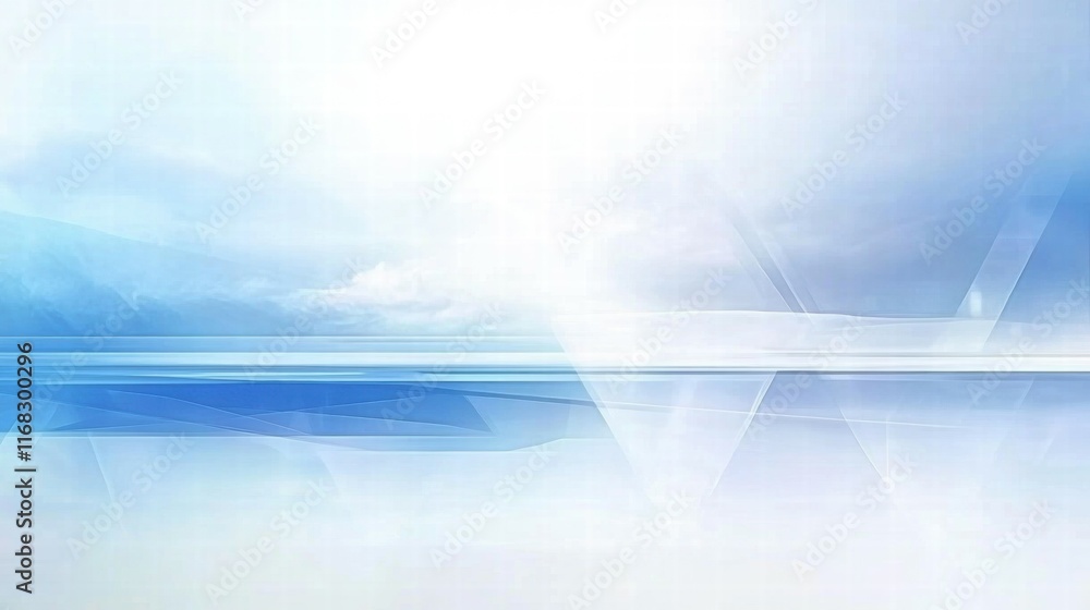 Poster Abstract blue and white background with soft gradients and geometric shapes.