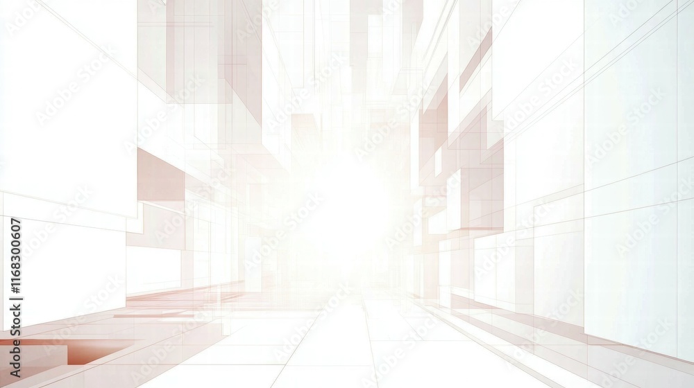 Aufkleber Abstract futuristic landscape with bright light, emphasizing depth and perspective.