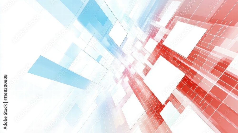 Aufkleber abstract digital background with blue and red geometric shapes.