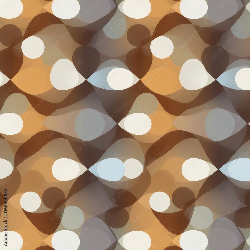 Aufkleber abstract brown and white geometric pattern with overlapping shapes and subtle wave effect
