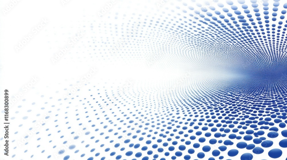 Fototapete abstract blue dot pattern creating a sense of depth and movement.