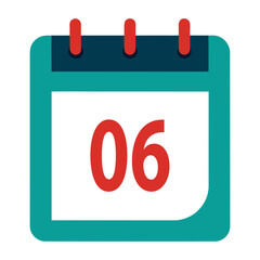 calendar date 06 icon vector illustration