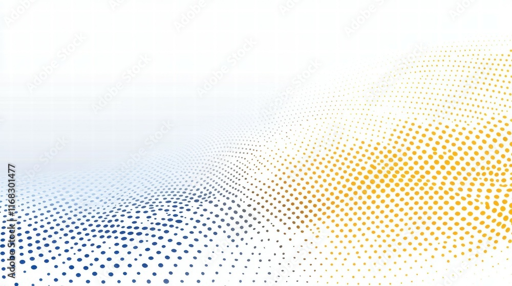 Poster abstract dotted gradient design with blue and yellow tones for backgrounds or graphics.