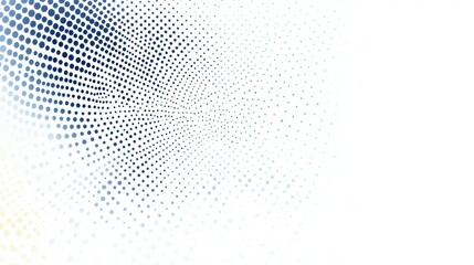 Abstract graphic design featuring a gradient of blue dots on a white background.