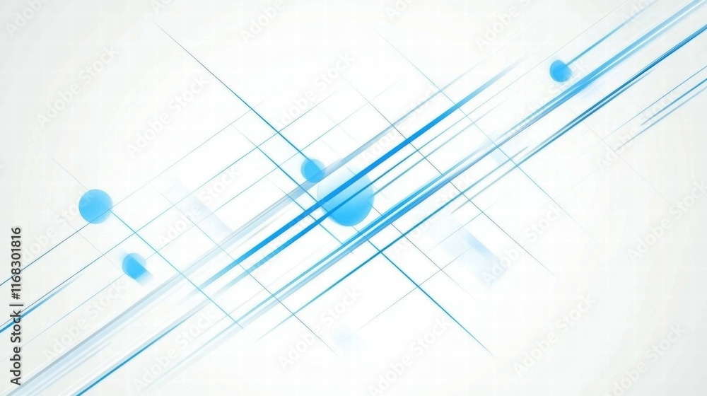 Fototapete abstract blue and white background with intersecting lines and circles for digital design.